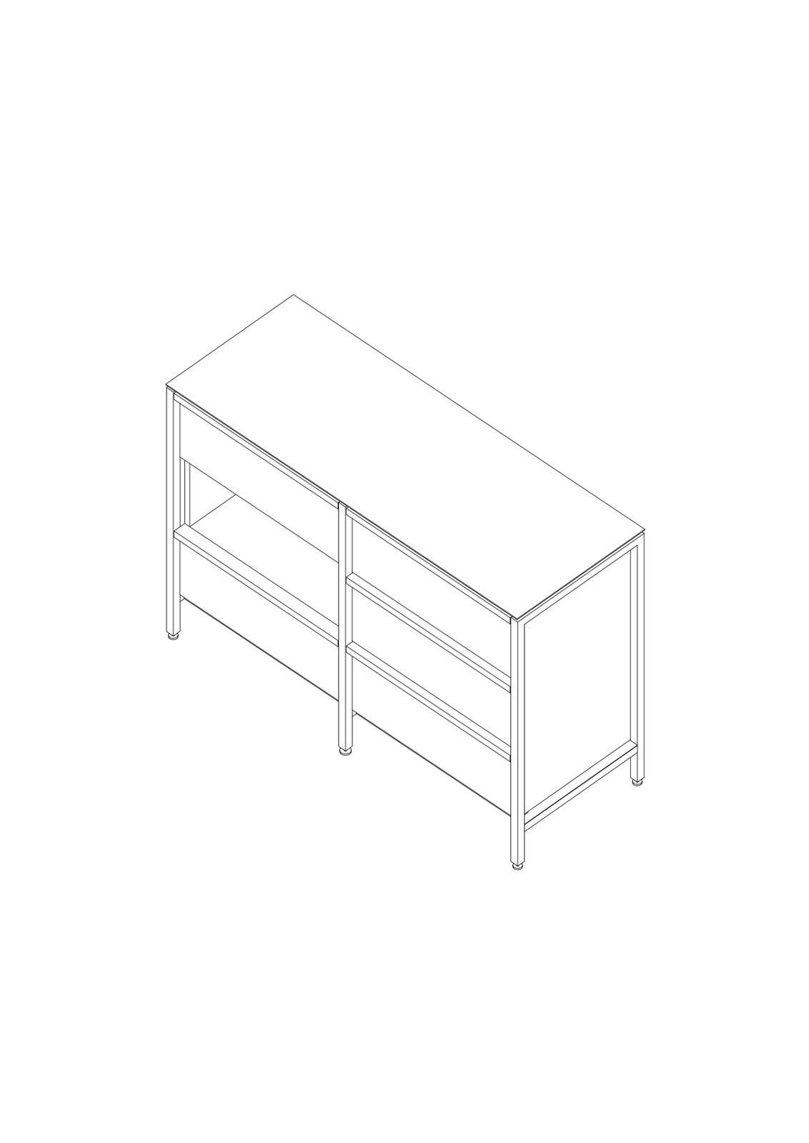 二單元 Side Cabinet 尺寸線稿圖