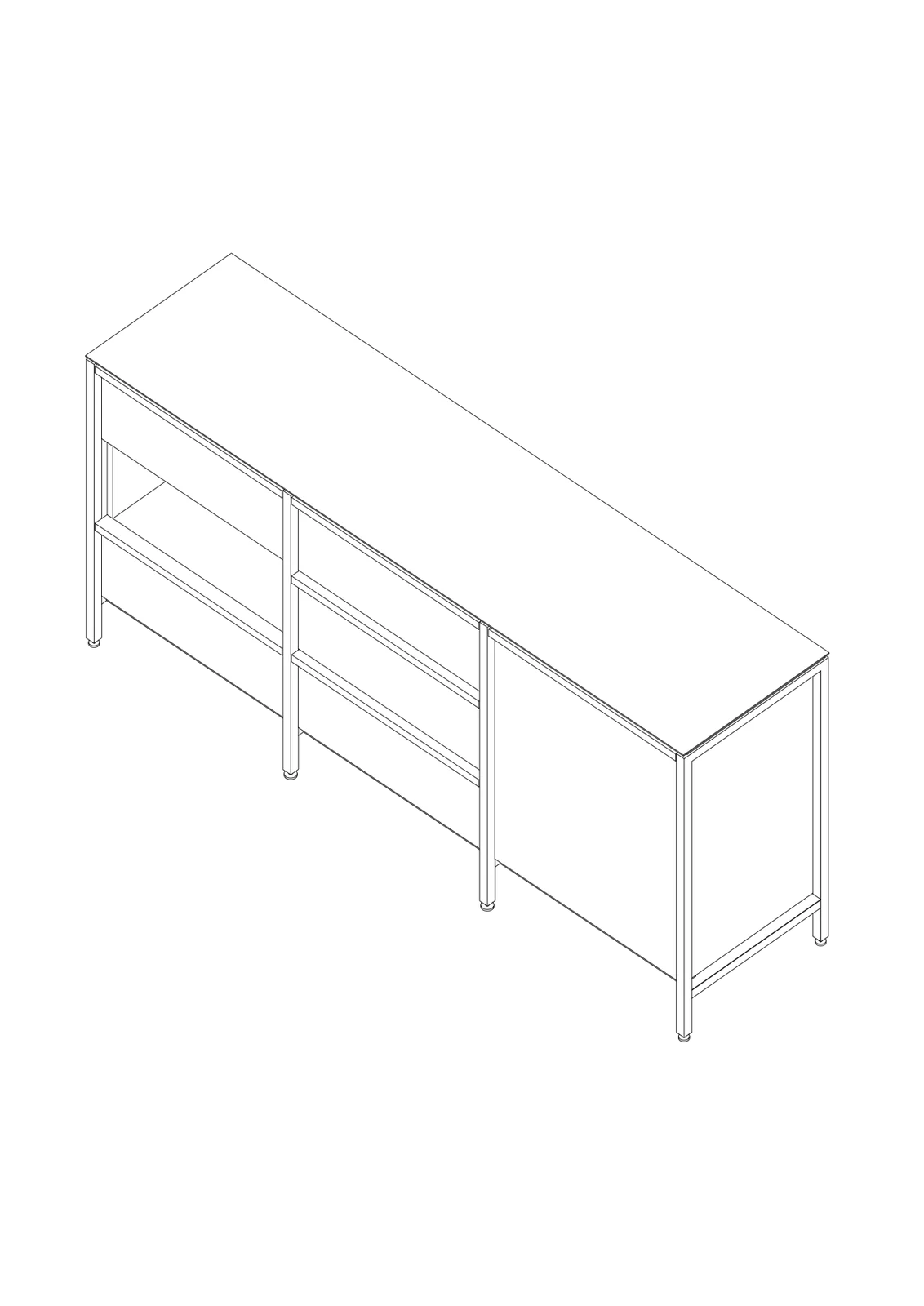 三單元 Side Cabinet 尺寸線稿圖