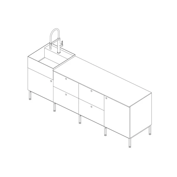 壁櫃 Wall Cabinet 系統組合線稿圖
