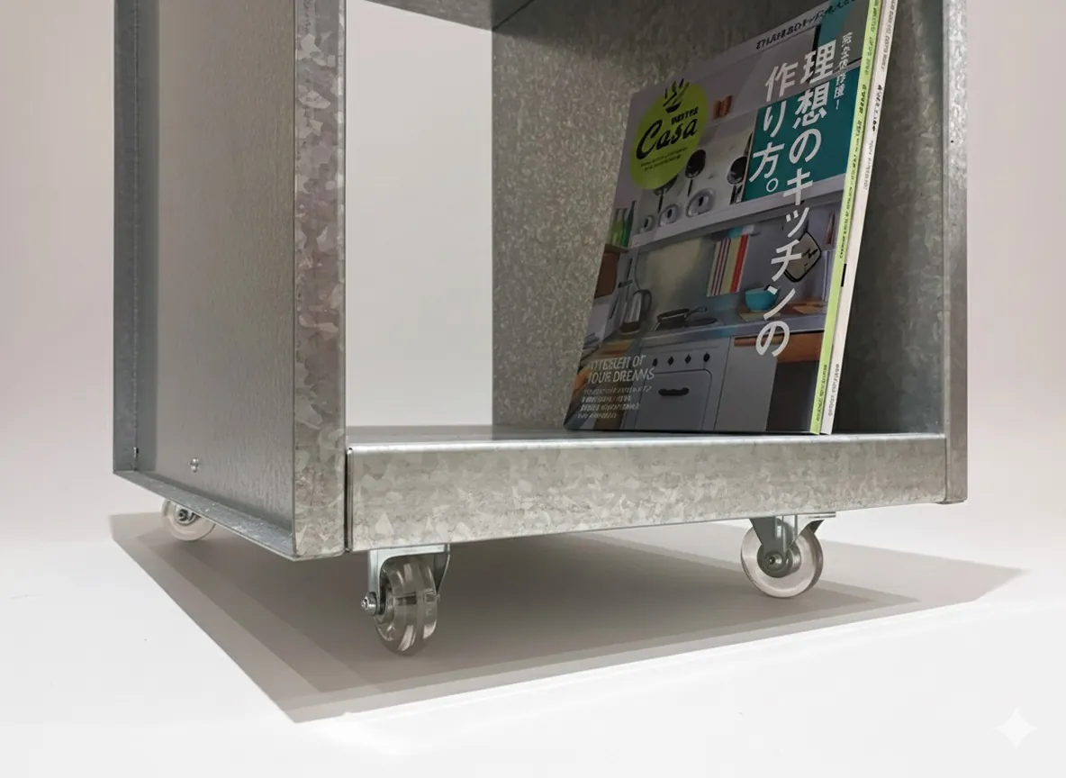 金屬活動推車側邊雜誌收納細節照片